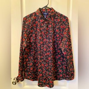 High Quality Chaps brand red rose print button down shirt